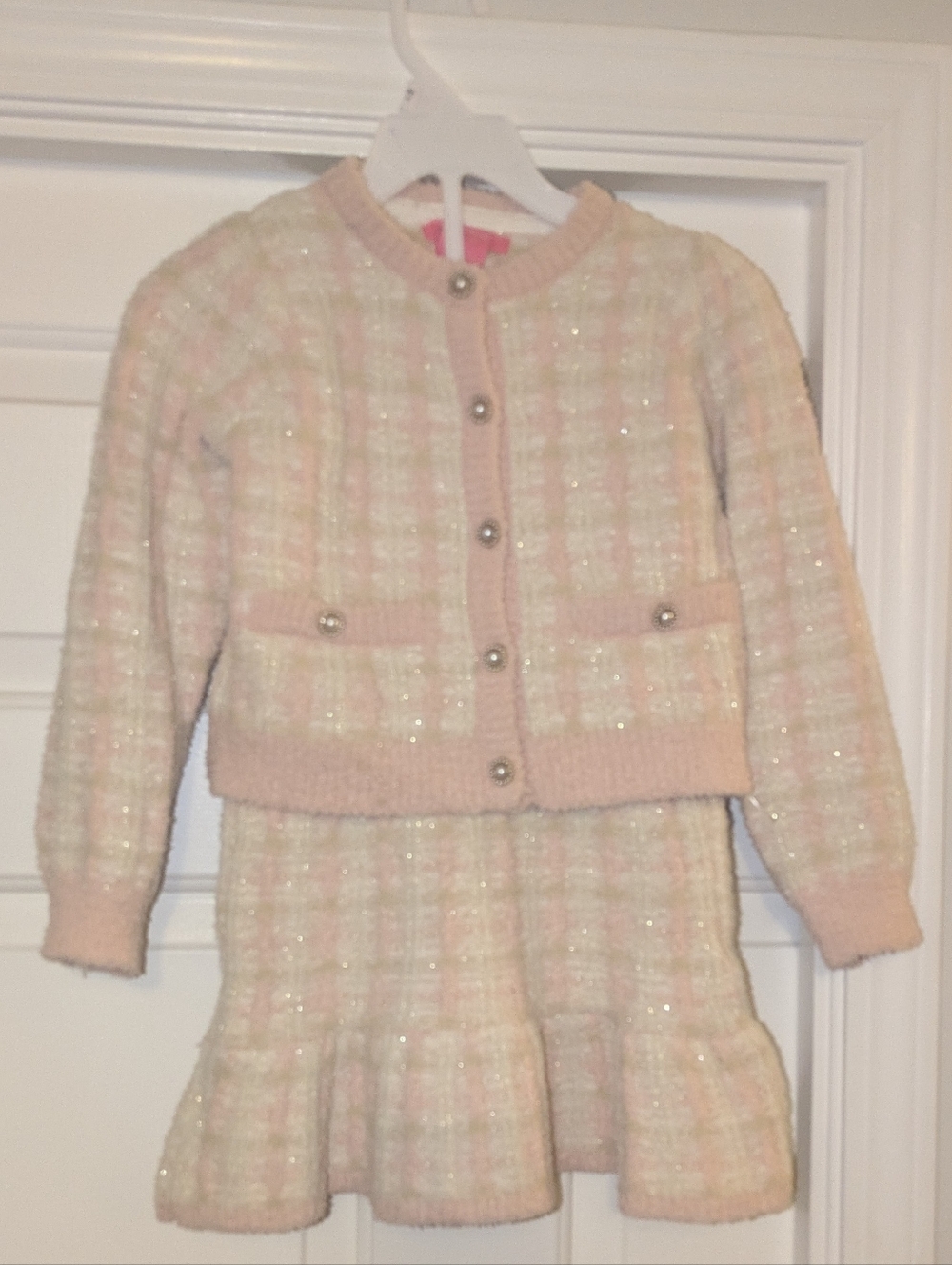 Girls' Sz4 Isaac Mizrahi Pink Soft Tweed-Stye Matching Set, Brand New. - Picture 4 of 11